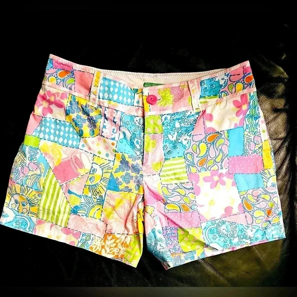 Lily Pulitzer Floral Palm Beach  Fit Casual Shorts Sz 2 side& back Pocket